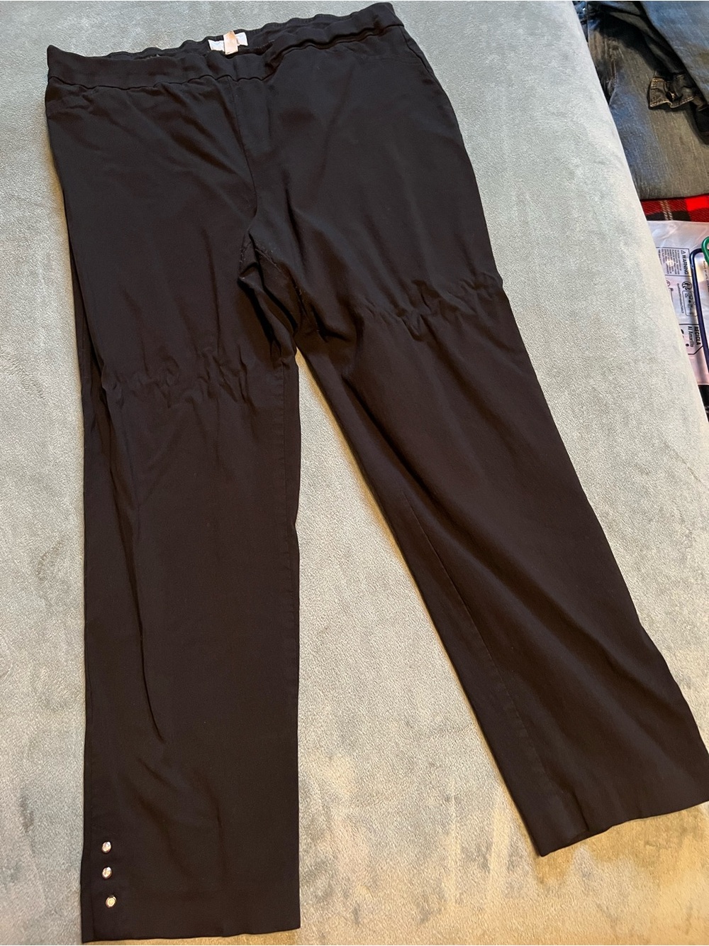 Counterparts Black Cropped Pull-On Pants with Button Detail